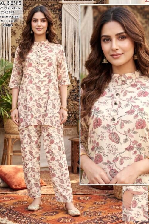 Floral Printed Rayon Cord Set