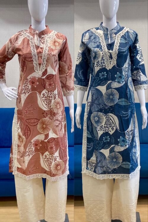 COTTON 60*60 PRINTS
WITH COTTON CHIKEN PLAZZO