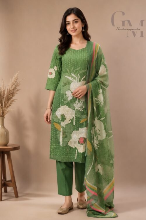 Fancy Printed Cotton With Shifali Work (3Pc Set)